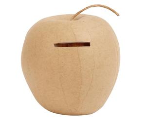 DÉCOPATCH AC936C - Lot de 2 tirelires Pomme en Papier mâché Brun - 8x8x10cm