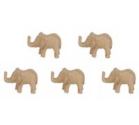 Décopatch AP152Opack - Un lot de 5 supports en papier brun pulpé 10x8x7 cm, Eléphanteau
