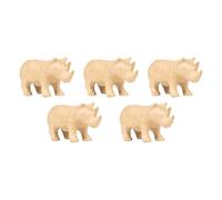 Décopatch AP205C - Un lot de 5 supports en papier mâché brun 13x5x7cm, Rhinocéros