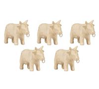 Décopatch AP209C - Un lot de 5 supports en papier mâché brun 12,5x5x8cm, Vache avec anneau