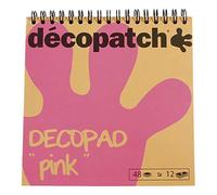 Décopatch Bloc à spirale BLOC02O – 48 feuilles 15×15 cm papier imprimé, motifs assortis (rose)