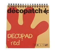 Décopatch BLOC03O - Un bloc à spirale de 48 feuilles de papier imprimé 15x15 cm, motifs assortis (12 designs x 4 feuilles), Rouge