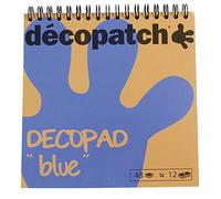 Décopatch BLOC040 - Un bloc à spirale de 48 feuilles de papier imprimé 15x15 cm, motifs assortis (12 designs x 4 feuilles), Bleu