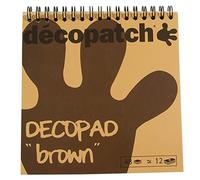décopatch Bloc à spirale BLOC06O – 48 feuilles papier imprimé 15×15 cm, motifs assortis, Marron