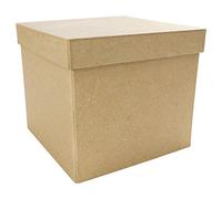 Décopatch BT039C - Un support en papier brun mâché 16x16x14 cm, Boite carrée