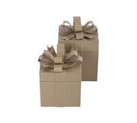 DÉCOPATCH BT080C - Lot 2 boîtes cadeaux carrées en papier mâché brun