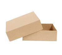 Décopatch BT092C - Un support en papier mâché brun - Boîte carrée - 16x16x5 cm - DIY - Rangement