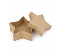 Décopatch BT096C - Un lot de 4 supports en papier mâché brun - Boîte étoile - 10x10x3 cm - DIY - Rangement - Décoration