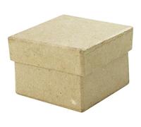 Décopatch BT501O - Un support en papier brun mâché 4,5x4,5x3 cm, Mini boite Carrée