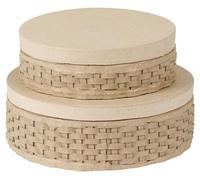Décopatch BTS082C - Un Lot de 2 supports en papier brun mâché, Boîtes tressées rondes (18x18x6cm et 15x15x4,5cm)
