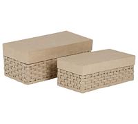 Décopatch BTS083C - Un Lot de 2 supports en papier brun mâché, Boîtes tressées rectangles (18x9x7cm et 15x7,5x5,5cm)