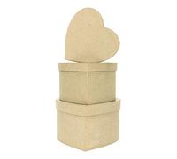Décopatch Boîtes cœur papier mâché brun BTS903O - Lot de 3, tailles 14x14x8/16x16x10/18x18x11 cm