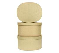 Décopatch Boîtes ovales BTS905O - Lot de 3 en papier brun mâché 28x22x15/29x23x15/30x24x15 cm