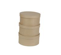 Décopatch BTS907C - Un lot de 3 supports en papier brun mâché, Boites à chapeaux (31x31x16cm - 32x32x16 cm et 33x33x16 cm)