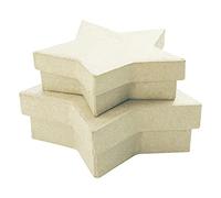 Décopatch BTS909C - Un lot de 2 supports en Papier Mâché Brun, Boîtes sexy étoile (10x10x3 cm et 12x12x3,5 cm)