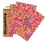 Décopatch C383O - Une pochette de 3 feuilles de papier imprimé 30x40 cm, Calico Flower rouge