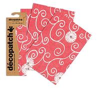 Décopatch C430O - Une pochette de 3 feuilles de papier imprimé 30x40 cm, Arabesques sur fond rouge