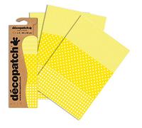 Décopatch C545O - Une pochette de 3 feuilles de papier imprimé 30x40 cm, Vichy, pois, rayé Jaune