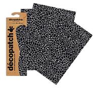 Décopatch C564O - Une pochette de 3 feuilles de papier imprimé 30x40 cm, Mosaïque noire