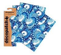 Décopatch C579O -Une pochette de 3 feuilles de papier extra fin imprimé 30x40 cm, Plumes de paon bleues