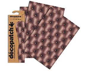 Décopatch C610O -Une pochette de 3 feuilles de papier extra fin imprimé 30x40 cm, Capitons marrons