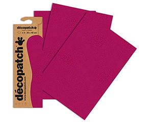 Décopatch C653O -Une pochette de 3 feuilles de papier extra fin imprimé 30x40 cm, Faux uni rouge