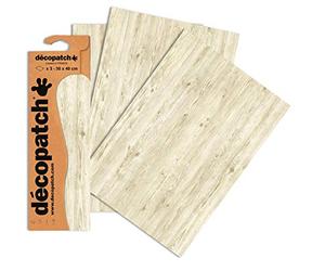 Décopatch C673O -Une pochette de 3 feuilles de papier extra fin imprimé 30x40 cm, Bois blanc