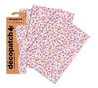 Décopatch C689O -Une pochette de 3 feuilles de papier extra fin imprimé 30x40 cm, Pompons roses