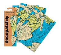 Décopatch C691O -Une pochette de 3 feuilles de papier extra fin imprimé 30x40 cm, Carte du monde