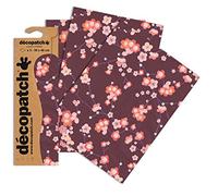 Décopatch C707O - Une pochette de 3 feuilles de papier imprimé 30x40 cm, Petits fleurs rose sur fond violet