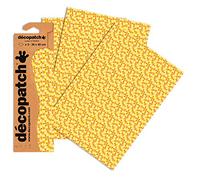Décopatch C709O - Une pochette de 3 feuilles de papier imprimé 30x40 cm, Fleurs sur fond jaune