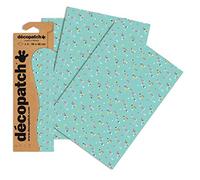 Décopatch C714O -Une pochette de 3 feuilles de papier extra fin imprimé 30x40 cm, Triangles fond bleu