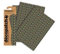Décopatch C720O - Une pochette de 3 feuilles de papier imprimé 30x40 cm, Fleurs sur fond noir
