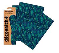 3 feuilles de papier Décopatch 30 x 40 cm plumes de paon bleu marine NA G