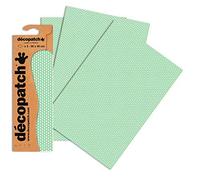 Décopatch C734O -Une pochette de 3 feuilles de papier extra fin imprimé 30x40 cm, Petits losanges jaunes et verts