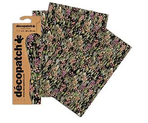 Décopatch C741O -Une pochette de 3 feuilles de papier extra fin imprimé 30x40 cm, Jardin