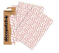 Décopatch C744O - Une pochette de 3 feuilles de papier imprimé 30x40 cm, Petites fleurs roses