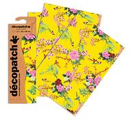 Décopatch C750O - Une pochette de 3 feuilles de papier imprimé 30x40 cm, Asiatique jaune