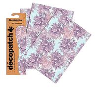 Décopatch C760O -Une pochette de 3 feuilles de papier extra fin imprimé 30x40 cm, Pivoines