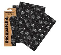 Décopatch C764O - Une pochette de 3 feuilles de papier imprimé 30x40 cm, Tatoo noir et blanc