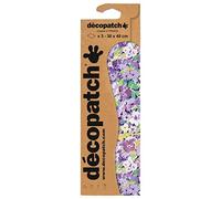 Décopatch C828C -Une pochette de 3 feuilles de papier extra fin imprimé 30x40 cm, Floral violet