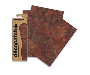 Décopatch C854C -Une pochette de 3 feuilles de papier extra fin imprimé 30x40 cm, Marbre terracotta