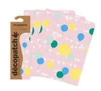 Décopatch C905C -Une pochette de 3 feuilles de papier extra fin imprimé 30x40 cm, Ballons fond rose