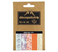 Décopatch DP014O - Une Pochette de 5 feuilles de Papier Decopatch, Papier Imprimé, 30x40 cm, motifs asortis, fleuris