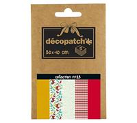 Décopatch DP023C - Une Pochette de 5 feuilles de Papier Decopatch, Papier Imprimé, 30x40 cm, motifs asortis, colorés