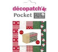 Décopatch DP024C - Une Pochette de 5 feuilles de Papier Decopatch, Papier Imprimé, 30x40 cm, motifs asortis, Noël