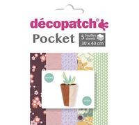 Décopatch DP025C - Pochette de 5 feuilles assorties de papier imprimé - Customiser - Moderniser - DIY et Loisirs Créatifs - 30x40 cm