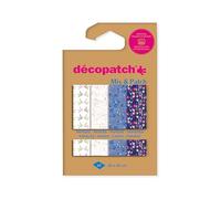Décopatch DP031C - Une Pochette de 4 Feuilles Décopatch - Dimensions : 30 x 40 cm - Papier extra fin imprimé, Nuances de bleu - Mix & Patch - A partir de 5 ans, DIY, création, rénovation