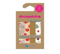 Décopatch DP032C -Une Pochette de 4 Feuilles Décopatch - Dimensions : 30 x 40 cm - Papier extra fin imprimé, Or & rouge - Mix & Patch - A partir de 5 ans, DIY, création, rénovation, activité créative