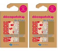 décopatch DP032C -Une Pochette de 4 Feuilles Dimensions : 30 x 40 cm - Papiers imprimé, Or & Rouge - Mix & Patch - A partir de 5 Ans, DIY, création, rénovation, activité créative